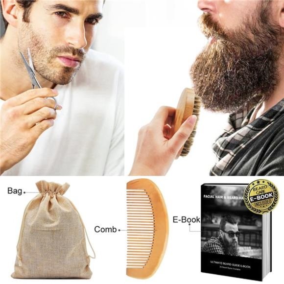 Beard Grooming Kit w/Beard Conditioner Beard Oil Beard Balm Beard Brush + More - Picture 2 of 6